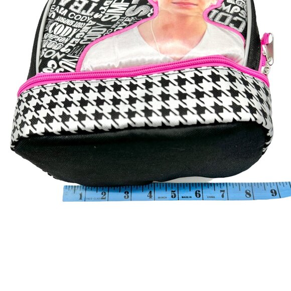 Cody Simpson Small Lunchtote 8 x 8 x 6 Houndstooth Black White Pink Accents - Picture 11 of 13